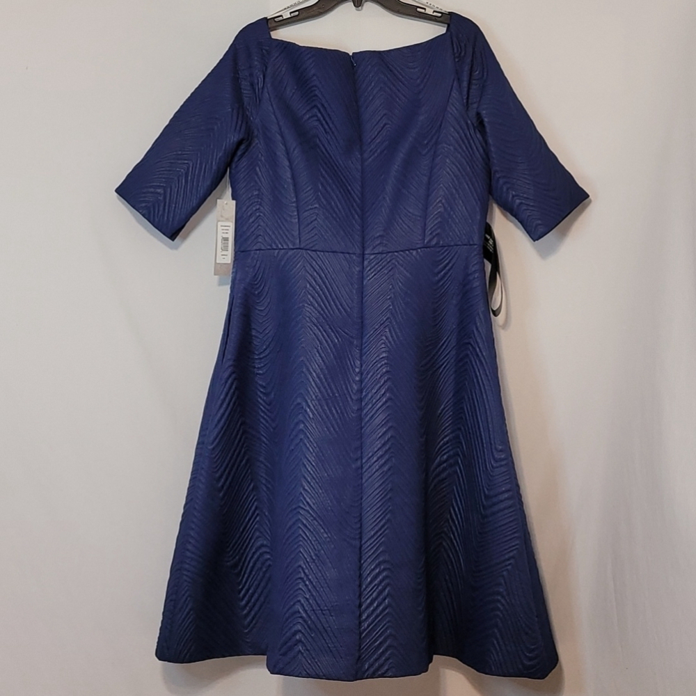 Kay Unger Quilted Jackquard Elbow Sleeve Midi leght Dress - Picture 13 of 15